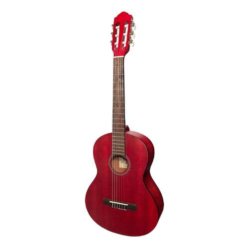 Martinez Slim Jim 3/4 Size Student Classical Guitar with Built-In Tuner - Strawberry Pink (Model MC-SJ34T-PNK)