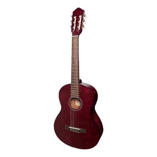 Martinez Slim Jim MC-SJ34T 3/4 Size Student Classical Guitar with Built In Tuner - Red
