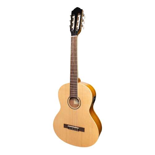 Martinez Slim Jim Left Handed 3/4 Size Student Classical Guitar with Built In Tuner - Spruce/Koa