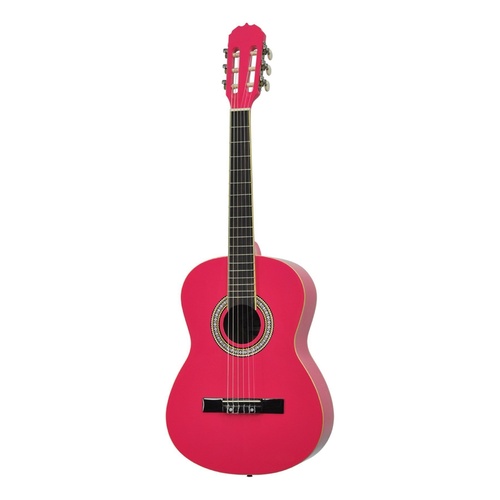 Martinez 'Slim Jim' 3/4 Size Beginner Slim Neck Classical Guitar (Hot Pink)