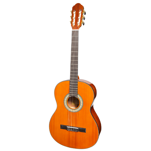 Martinez Slim Jim G-Series Full Size Classical Guitar with Built-in Tuner Amber-Gloss MC-SJ44GT-AMB