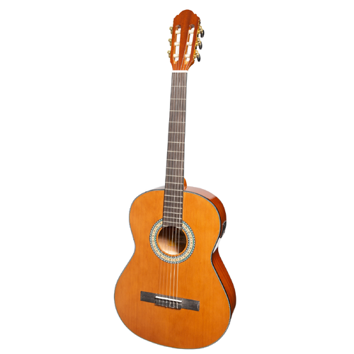 Martinez Slim Jim G-Series Left Handed Full Size Classical Guitar with Built-in Tuner Natural Gloss MC-SJ44GTL-NGL