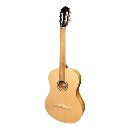 Martinez Slim Jim Full Size Student Classical Guitar with Built In Tuner - Natural Satin Finish, Model MC-SJ44T-SJ