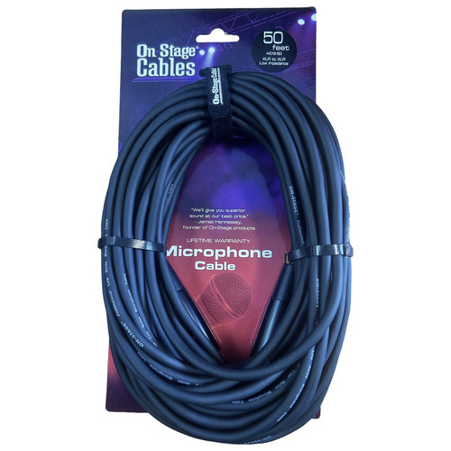 On-Stage 50ft XLR Male to XLR Female Microphone Cable