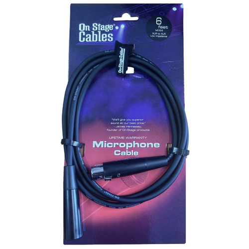 On-Stage 6ft Microphone Cable XLR Male to XLR Female