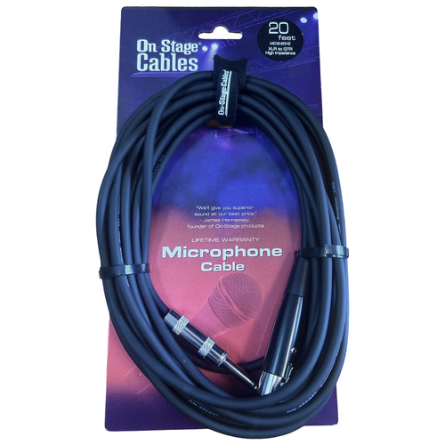 On-Stage 20ft Microphone Cable (1/4" TS to XLR Female) - Professional Balanced, Flexible, Durable, Nickel Plated Connectors