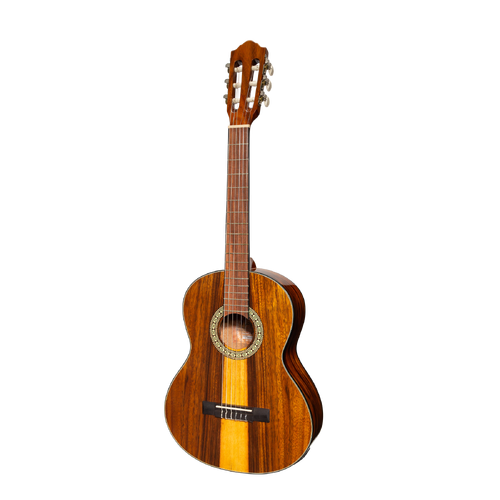 Martinez 51 Series 3/4 Size Electric Classical Guitar with Tuner Teakwood Gloss
