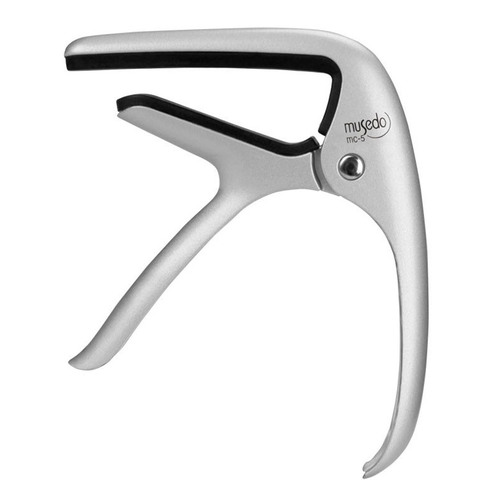 Musedo MC-5 Acoustic Guitar Capo - Silver, Lightweight Aluminum, Quick One-Hand Operation, Fits 6-String Acoustic Guitars