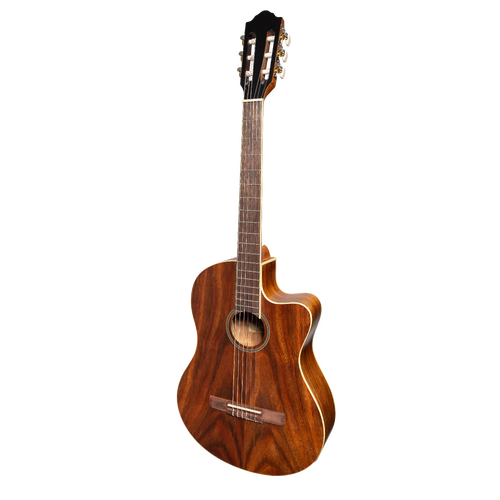 Martinez Slim Jim MCC-SJ44PT-RWD Full Size Electric Classical Guitar with Pickup and Tuner Cutaway