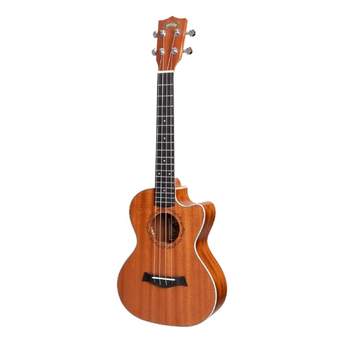 Mojo Traditional Series All Mahogany Cutaway Tenor Ukulele with Gig Bag Natural Satin