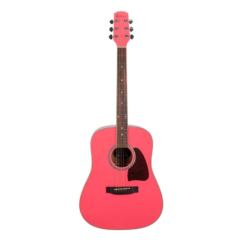 Martinez Beginner Acoustic Dreadnought Guitar (Hot Pink)