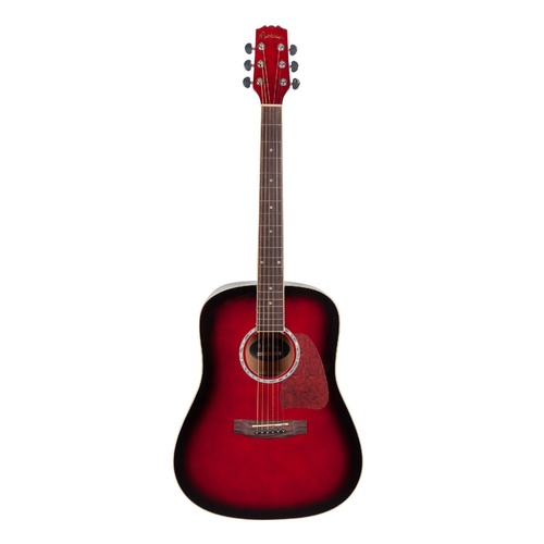 Martinez Beginner Acoustic Dreadnought Guitar (Wine Red)