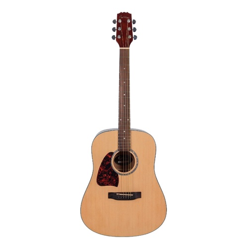 Martinez Beginner Left Handed Acoustic Dreadnought Guitar (Natural Gloss)