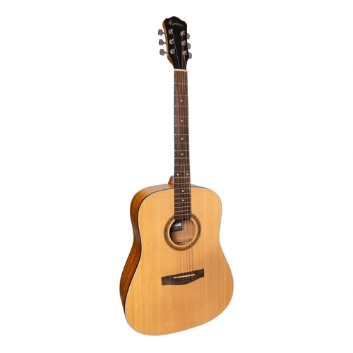 Martinez MD-41L-SK Left Handed Dreadnought Acoustic Guitar Natural Satin Spruce/Koa