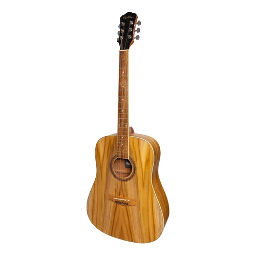 Martinez MD-41T-JTK '41 Series' Dreadnought Acoustic Guitar with Built-in Tuner, Natural Satin, Jati-Teakwood
