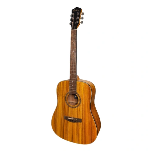 Martinez MD-41T-KOA Dreadnought Acoustic Guitar with Built-in Tuner, Natural Satin Finish, Koa Top, 6 Strings, Right-Handed