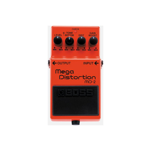 BOSS MD-2 Mega Distortion Pedal - Dual-Stage Circuit, Bottom & Tone Controls, Heavy Metal Sound, Compact Design