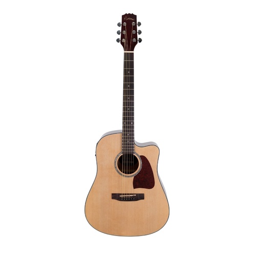 Martinez Acoustic-Electric Dreadnought Cutaway Guitar (Natural Gloss)
