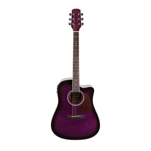 Martinez Acoustic-Electric Dreadnought Cutaway Guitar (Purpleburst)