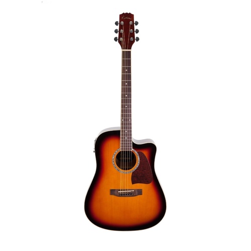 Martinez Acoustic-Electric Dreadnought Cutaway Guitar (Tobacco Sunburst)