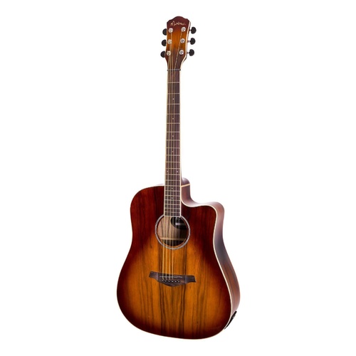 Martinez '31 Series' Daowood Acoustic-Electric Dreadnought Cutaway Guitar (African Brownburst)