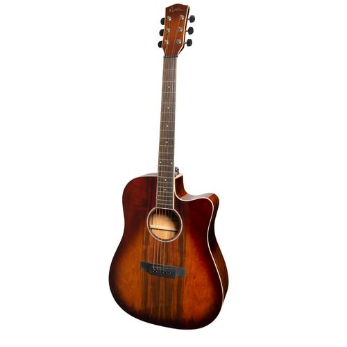 Martinez MDC-31D-ABB Daowood Acoustic-Electric Dreadnought Cutaway Guitar African Brownburst
