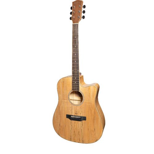 Martinez MDC-31SM-NGL Spalted Maple Acoustic-Electric Dreadnought Guitar Natural Gloss