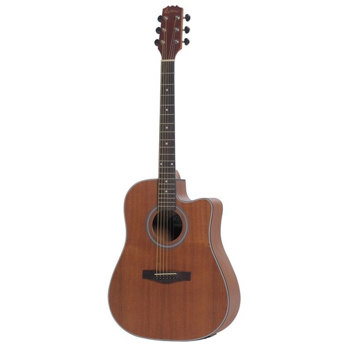 Martinez 'Mahogany Series' Mahogany Acoustic-Electric Dreadnought Cutaway Guitar (Natural Satin)