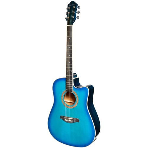 Martinez MDC-41G-TBL Dreadnought Acoustic Guitar Gloss Blue Burst