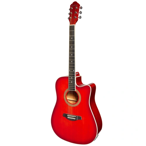Martinez MDC-41G-TWR Dreadnought Acoustic Guitar, Cut-away Gloss Finish, Gloss Red Burst, 6 Strings, Right Handed