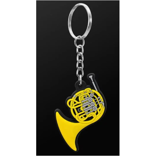 Musician Designer French Horn Keyring - 3D PVC Keychain with Gift Envelope, Durable and Odorless
