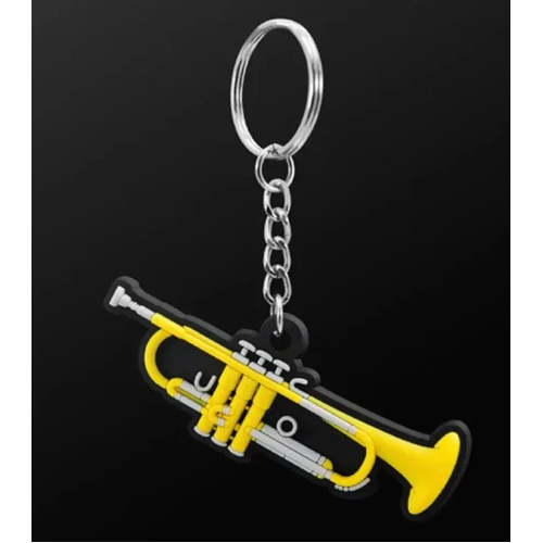 Musician Designer Trumpet Keyring in PVC with 3D Detail, Gift Envelope Included, Durable and Eco-Friendly
