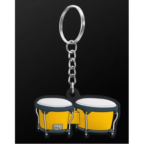Musician Designer Bongo Yellow Keyring - 3D Music Keychain, Durable PVC, Gift Envelope, One in a Pack