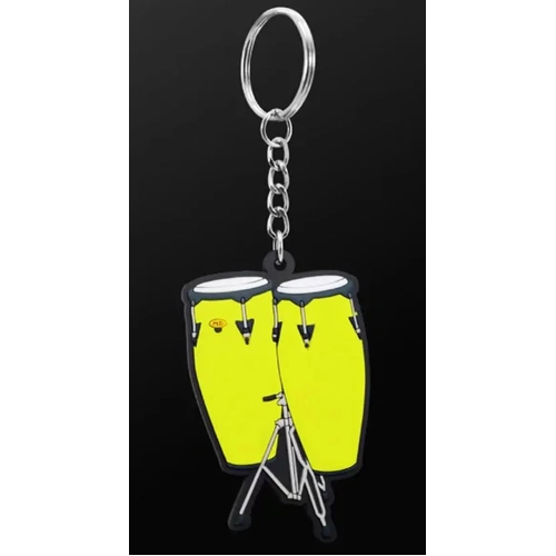 Musician Designer Conga Keyring - Green PVC Music Keychain with 3D Detail, Durable, Gift Envelope Included