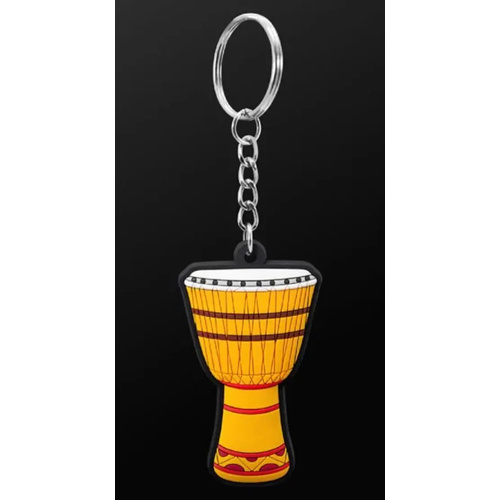 Musician Designer African Drum Yellow Keyring - Durable PVC Keychain with 3D Detail, Gift Packed, Ideal for Keys and Bags