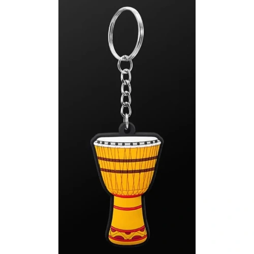 Musician Designer African Drum Yellow Keyring - 3D Detail, PVC, Durable, Gift Envelope, Keychain