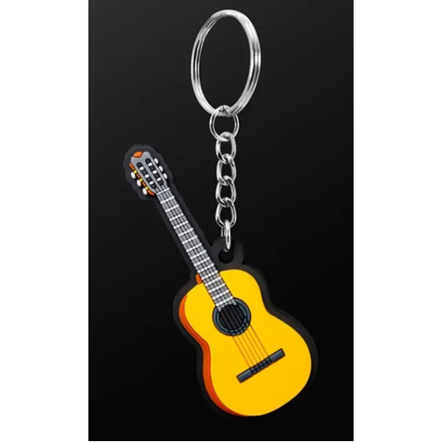Musician Designer Classical Guitar Keyring - 3D Detail, PVC, Durable, Keychain, Gift Envelope, One in a Pack