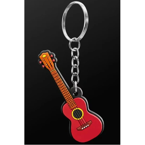 Musician Designer Ukulele Keyring - Brown PVC Music Keychain with 3D Detail, Durable, Eco-Friendly, Gift Envelope Included
