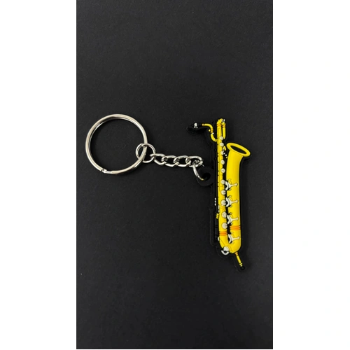 Musician Designer Baritone Saxophone Keyring in PVC with 3D Details, Durable, Gift Envelope Included