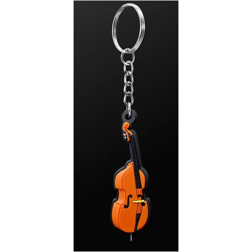 Musician Designer Double Bass Keyring - 3D PVC Keychain, Durable, Gift Envelope, Perfect for Keys, Instrument Case, Gig Bag, Backpack