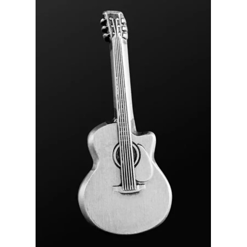 Musician Acoustic Guitar Pin in Silver