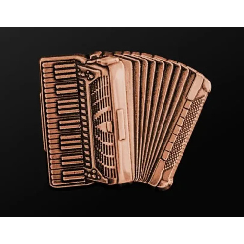 Musician Designer Accordion Pin in Copper