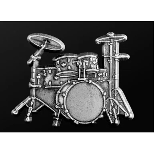 Musician Drum Set Pin Silver