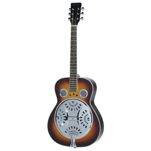 Martinez MDR-1RN-VSB Round-Neck Spider Style Resonator Guitar Vintage Sunburst