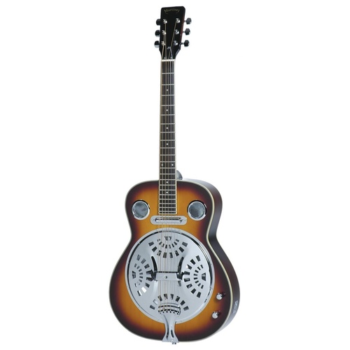 Martinez MDR-1RNE-VSB Round-Neck Spider Style Electric Resonator Guitar - Vintage Sunburst
