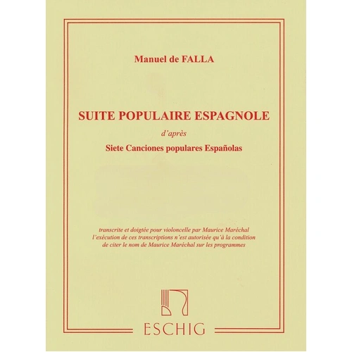 De Falla - Suite Populaire Espagnole for Cello and Piano by Max Eschig