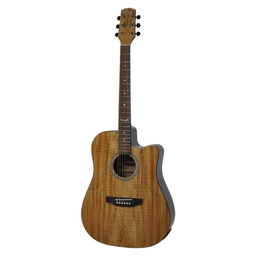 Martinez 'Mosaic Series' Spalted Maple Acoustic-Electric Dreadnought Cutaway Guitar (Mosaic Gloss)