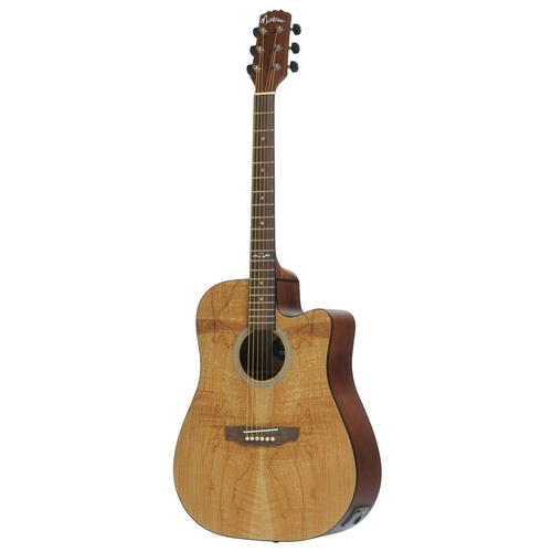 Martinez 'Mosaic Series' Spalted Maple Acoustic-Electric Dreadnought Cutaway Guitar (Mosaic Satin)