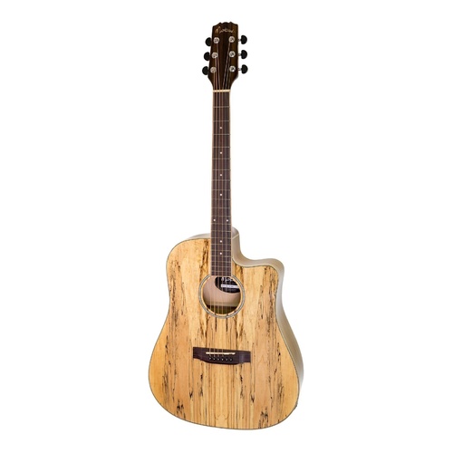 Martinez 'Mosaic' Dreadnought Cutaway Acoustic-Electric Guitar (Natural Gloss)