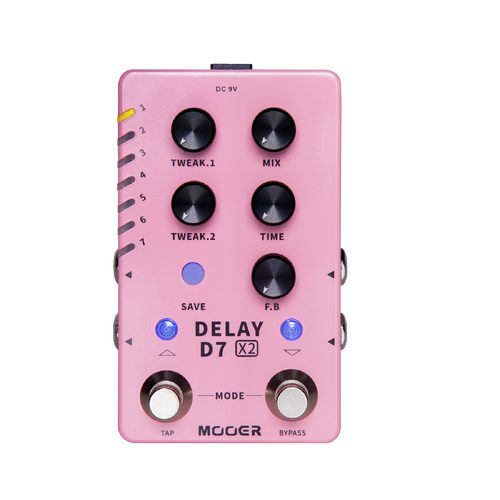 Mooer D7 X2 Dual Footswitch Stereo Delay Guitar Effects Pedal with 14 Built-In Effects